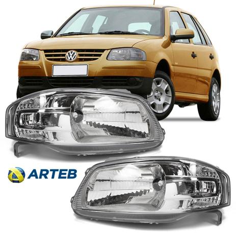 Par Farol Gol Parati Saveiro G4 Mascara Cromada 2006 2007 2008 A 2009 Arteb Menor preço em Par Farol Gol Parati Saveiro G4 Mascara Cromada 2006 2007 2008 A 2009 Arteb