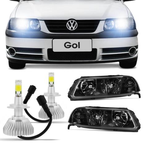 Par Farol Gol Saveiro Parati G3 2000 a 2005 Foco Duplo Máscara Negra + Kit Lâmpada Super Led 6000K - Prime é boa?