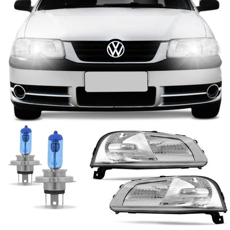 Par Farol Gol Saveiro Parati G3 2000 a 2005 Máscara Cromada + Par Lâmpada Super Branca 4200K - Prime é boa?