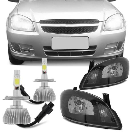 Par Farol Máscara Negra Celta Prisma 2007 a 2015 Foco Simples + Par Lâmpada Super Led 6000K - Kit Prime Menor preço em Par Farol Máscara Negra Celta Prisma 2007 a 2015 Foco Simples + Par Lâmpada Super Led 6000K - Kit Prime