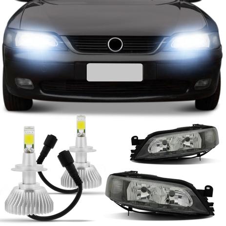 Par Farol Máscara Negra Vectra Milenium 2000 a 2005 + Kit Lâmpada Super Led 6000K - Kit Prime Menor preço em Par Farol Máscara Negra Vectra Milenium 2000 a 2005 + Kit Lâmpada Super Led 6000K - Kit Prime