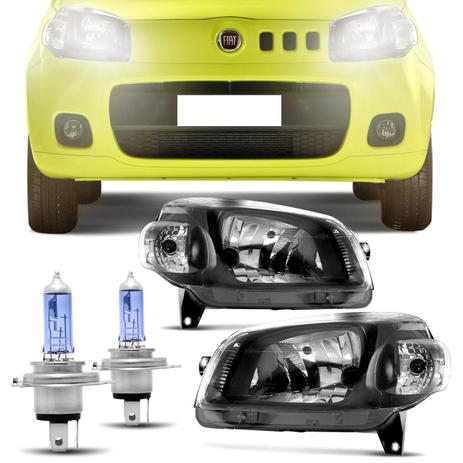 Par Farol Novo Uno 2010 a 2019 Fiorino 2013 a 2019 Máscara Negra + Par Lâmpadas Super Branca 4300K - Prime Menor preço em Par Farol Novo Uno 2010 a 2019 Fiorino 2013 a 2019 Máscara Negra + Par Lâmpadas Super Branca 4300K - Prime