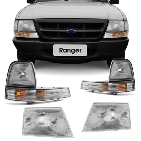 Par Farol Ranger 1998 a 2004 Máscara Cromada + Par Lanterna Dianteira Pisca Cristal e Âmbar - Prime Menor preço em Par Farol Ranger 1998 a 2004 Máscara Cromada + Par Lanterna Dianteira Pisca Cristal e Âmbar - Prime