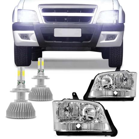 Par Farol S10 Blazer PitBull 2001 a 2011 Máscara Cromada Foco Duplo + Par Lâmpada Super LED 3D 6000K - Kit Prime Menor preço em Par Farol S10 Blazer PitBull 2001 a 2011 Máscara Cromada Foco Duplo + Par Lâmpada Super LED 3D 6000K - Kit Prime
