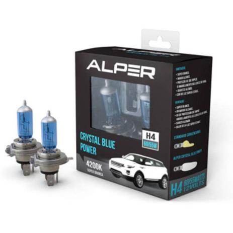 Par Kit Lâmpada Crystal Blue Super Branca Alper H4 4200k 60/55W Farol Alto Baixo Menor preço em Par Kit Lâmpada Crystal Blue Super Branca Alper H4 4200k 60/55W Farol Alto Baixo
