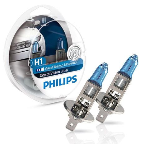 Par Lâmpada H1 Super Branca Philips Crystal Vision Ultra Menor preço em Par Lâmpada H1 Super Branca Philips Crystal Vision Ultra