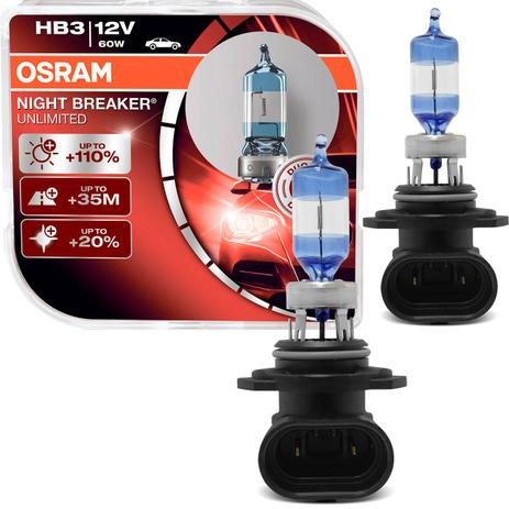 Par Lâmpada Osram Night Breaker Unlimited HB3 110%+ Luz 3900K Luz Branca Menor preço em Par Lâmpada Osram Night Breaker Unlimited HB3 110%+ Luz 3900K Luz Branca