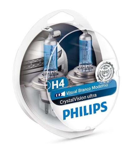 Par Lampada Philips H4 Crystal Vision Ultra 4300k + Pingos Menor preço em Par Lampada Philips H4 Crystal Vision Ultra 4300k + Pingos