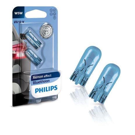 Par Lâmpada Sinalização W5W Philips BlueVision Menor preço em Par Lâmpada Sinalização W5W Philips BlueVision