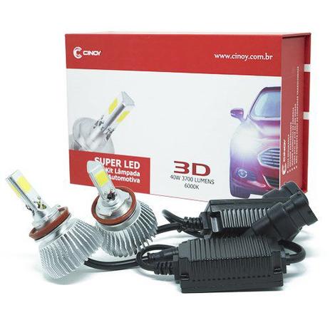 Par Lâmpada Super Led 7400 Lumens 12V 24V 40W Cinoy 3D H8 6000K Menor preço em Par Lâmpada Super Led 7400 Lumens 12V 24V 40W Cinoy 3D H8 6000K