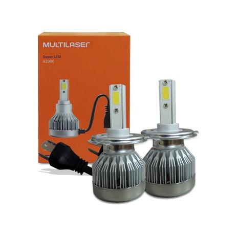 Par lampada super led cob h4 55/60w 12-24v 6200k 25000h - au834 - Multilaser Menor preço em Par lampada super led cob h4 55/60w 12-24v 6200k 25000h - au834 - Multilaser