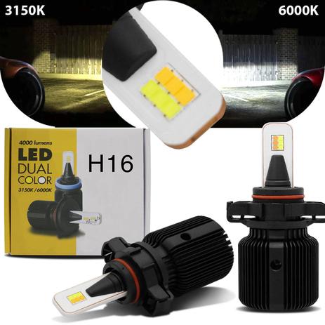 Par Lâmpada Super LED H16 3150K 6000K 8000LM Shocklight Dual Color 2D Efeito Xênon Carro Menor preço em Par Lâmpada Super LED H16 3150K 6000K 8000LM Shocklight Dual Color 2D Efeito Xênon Carro