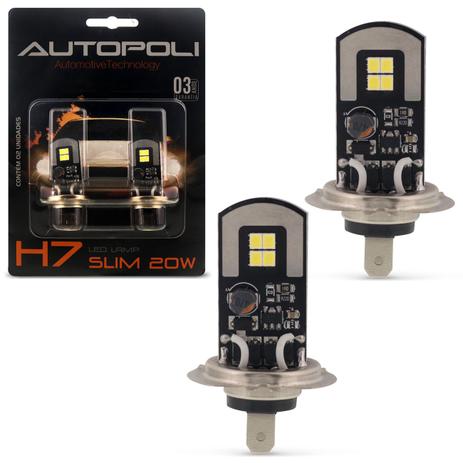 Par Lâmpadas LED H7 6500K 12V 24V 20W 2600LM Efeito Xênon Carro Moto e Caminhão Original Autopoli Menor preço em Par Lâmpadas LED H7 6500K 12V 24V 20W 2600LM Efeito Xênon Carro Moto e Caminhão Original Autopoli