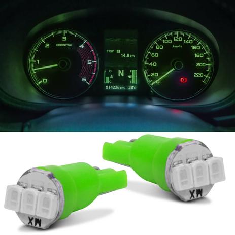 Par Lâmpadas LED Pingo Esmagadinha T5 3 LEDs 0,6W 12V Luz Verde Aplicação no Painel Reposição - M.x. Menor preço em Par Lâmpadas LED Pingo Esmagadinha T5 3 LEDs 0,6W 12V Luz Verde Aplicação no Painel Reposição - M.x.