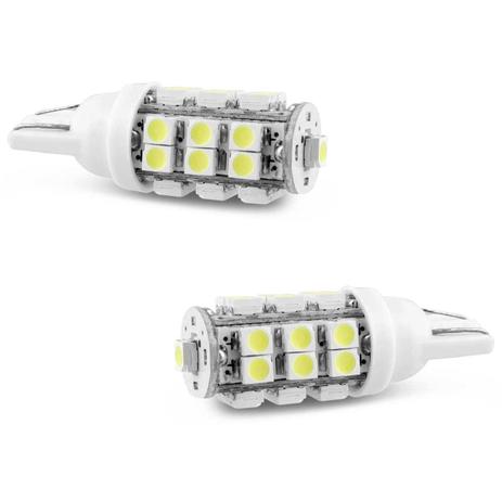 Menor preço em Par Lâmpadas LED T10 W5W Pingo 25 LEDs 4W 12V Luz Branca Aplicação Farol Meia Luz - M.x.