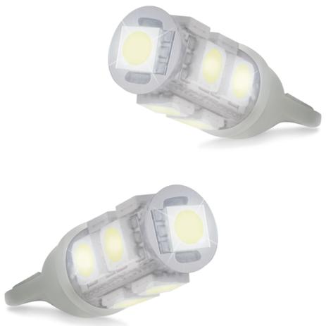Menor preço em Par Lâmpadas LED T10 W5W Pingo 9 LEDs 5W 12V Luz Branca Aplicação Farol Carro - Prime