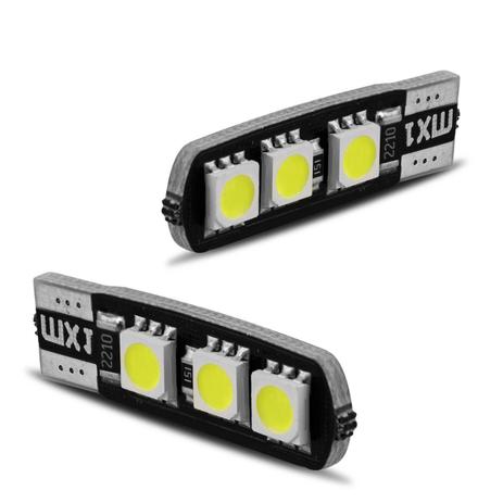 Par Lâmpadas LED T10 W5W Pingo Canbus 3LEDs 12V 2W Luz Branca Aplicação no Quebra Sol - Mixcom Menor preço em Par Lâmpadas LED T10 W5W Pingo Canbus 3LEDs 12V 2W Luz Branca Aplicação no Quebra Sol - Mixcom