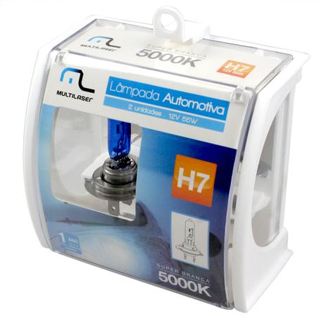 Par Lâmpadas Multilaser H7 12V 55W Super Branca 5000K - Grid Menor preço em Par Lâmpadas Multilaser H7 12V 55W Super Branca 5000K - Grid