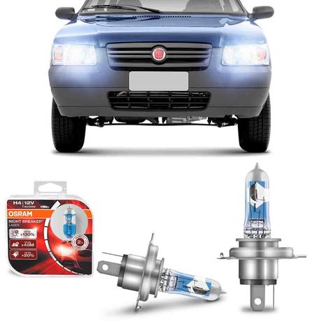 Par Lampadas Night Breaker Laser Fiat Uno 1985 à 2018 H4 3900K 55W 12V Original Osram Menor preço em Par Lampadas Night Breaker Laser Fiat Uno 1985 à 2018 H4 3900K 55W 12V Original Osram