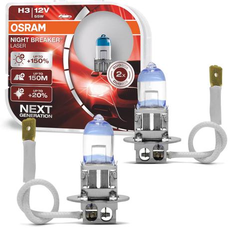 Par Lâmpadas Osram Night Breaker Unlimited H3 3900K 55W 12V Luz Branca 150%+ Luz Menor preço em Par Lâmpadas Osram Night Breaker Unlimited H3 3900K 55W 12V Luz Branca 150%+ Luz