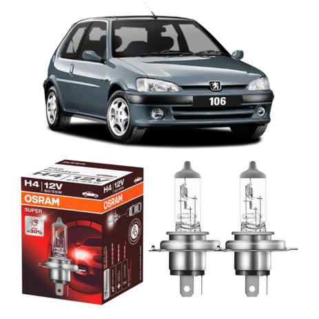 Par lampadas Osram Super 30 + luz Peugeot 106 todos Menor preço em Par lampadas Osram Super 30 + luz Peugeot 106 todos