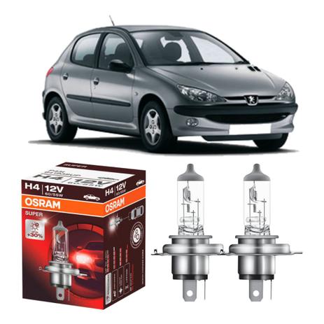Par lampadas Osram Super 30 + luz Peugeot 206 Farol Simples Todos Menor preço em Par lampadas Osram Super 30 + luz Peugeot 206 Farol Simples Todos