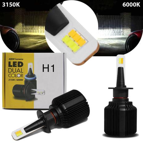 Par Lâmpadas Super LED 2D 2 em 1 H1 3150K/6000K 12V 16W 8000LM Com Luz Amarela e Branca - Shocklight Menor preço em Par Lâmpadas Super LED 2D 2 em 1 H1 3150K/6000K 12V 16W 8000LM Com Luz Amarela e Branca - Shocklight