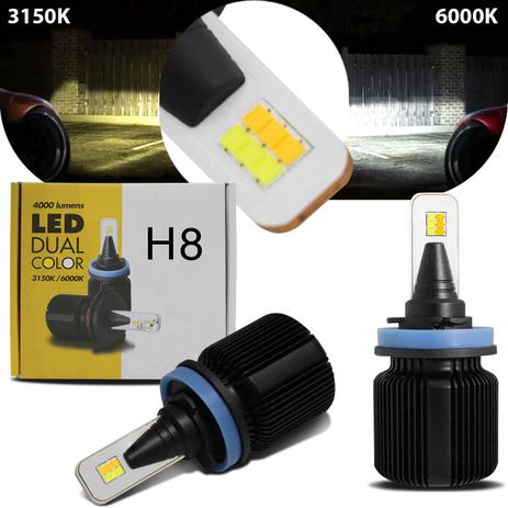 Par Lâmpadas Super LED 2D Dual Color H8 3150K 6000K 12V 16W 8000LM Duas Cores Luz Amarela e Branca - Shocklight Menor preço em Par Lâmpadas Super LED 2D Dual Color H8 3150K 6000K 12V 16W 8000LM Duas Cores Luz Amarela e Branca - Shocklight