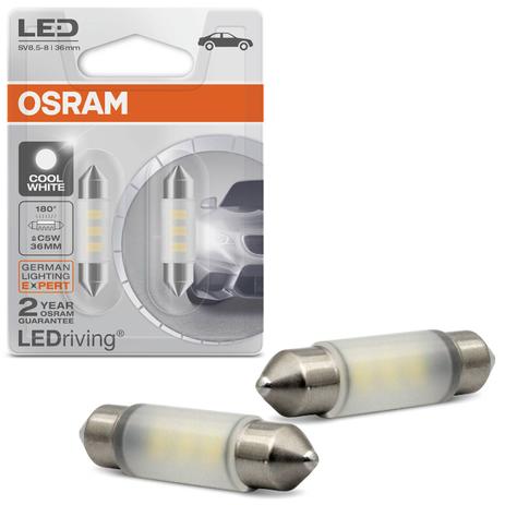 Par Lâmpadas Torpedo LED Osram LEDriving C5W 36mm 6000K 1W Aplicação Luz de Teto Placa Porta Malas Menor preço em Par Lâmpadas Torpedo LED Osram LEDriving C5W 36mm 6000K 1W Aplicação Luz de Teto Placa Porta Malas