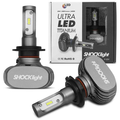 Par Lâmpadas Ultra LED H7 6000K 10000LM com Reator Efeito Xênon Aplicação Farol Carro - Shocklight Menor preço em Par Lâmpadas Ultra LED H7 6000K 10000LM com Reator Efeito Xênon Aplicação Farol Carro - Shocklight