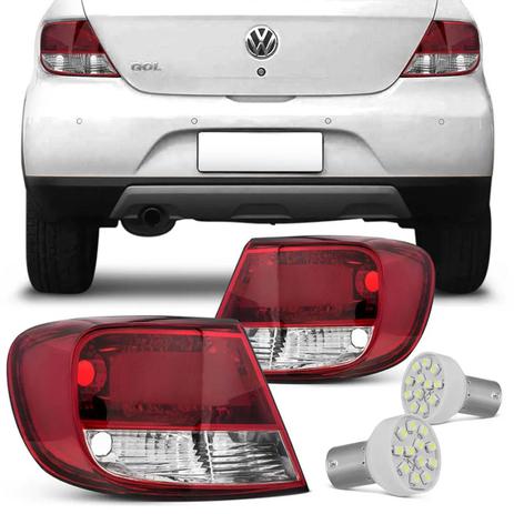 Par Lanterna Traseira Bicolor Cristal Gol G5 + Par Lâmpadas Traseira Luz Ré Super Branca 12 LEDs - Kit prime Menor preço em Par Lanterna Traseira Bicolor Cristal Gol G5 + Par Lâmpadas Traseira Luz Ré Super Branca 12 LEDs - Kit prime