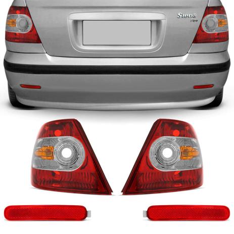 Par Lanterna Traseira Siena G3 2004 2005 2006 2007 Tricolor + Par Lanterna Para-Choque Refletiva - Prime Menor preço em Par Lanterna Traseira Siena G3 2004 2005 2006 2007 Tricolor + Par Lanterna Para-Choque Refletiva - Prime