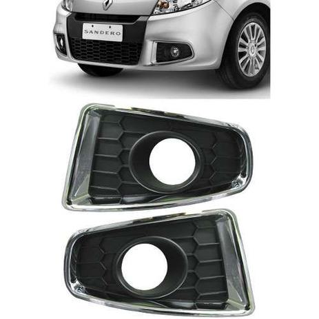 Par Moldura Cromada Farol De Milha Renault Sandero 2012 2013 2014 - Absolut Menor preço em Par Moldura Cromada Farol De Milha Renault Sandero 2012 2013 2014 - Absolut