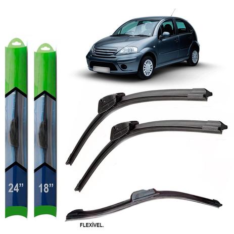 Menor preço em Par palheta limpador para-brisa citroen c3 2002 2003 2004 2005 2006 2007 2008 2009 soft silicone - Tech one