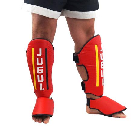 Par Protetor / Caneleira de combate para Muay thai, karate, kung fu - Vermelho - Jugui Menor preço em Par Protetor / Caneleira de combate para Muay thai, karate, kung fu - Vermelho - Jugui