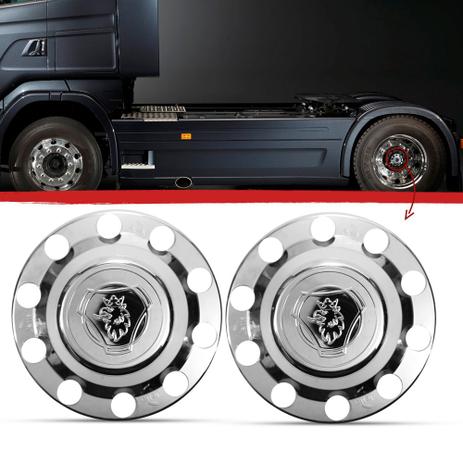 Par Sobre Tampa Cubo Dianteiro Tracao Scania S4 Grifo Cromado Capa Roda - Jetta Menor preço em Par Sobre Tampa Cubo Dianteiro Tracao Scania S4 Grifo Cromado Capa Roda - Jetta