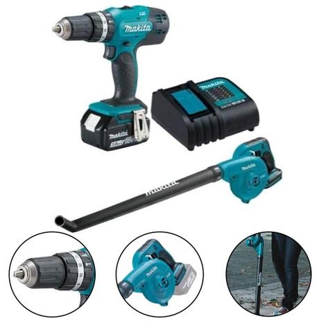 Parafusadeira de Impacto DHP453SFX8 + Soprador DUB186Z 18v + 1 Bateria 18v 3.0 Ah - Makita Menor preço em Parafusadeira de Impacto DHP453SFX8 + Soprador DUB186Z 18v + 1 Bateria 18v 3.0 Ah - Makita