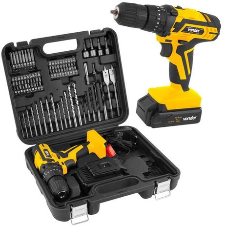 Parafusadeira e Furadeira à Bateria 12V Impacto Bivolt com Jogo 74 Peças e Maleta PFV 074 VONDER - Furadeira a Bateria - Magazine Luiza