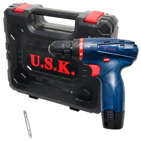 Parafusadeira Furadeira 3/8 POL Bateria 12V com Maleta Bivolt USK-MAX-01 Menor preço em Parafusadeira Furadeira 3/8 POL Bateria 12V com Maleta Bivolt USK-MAX-01
