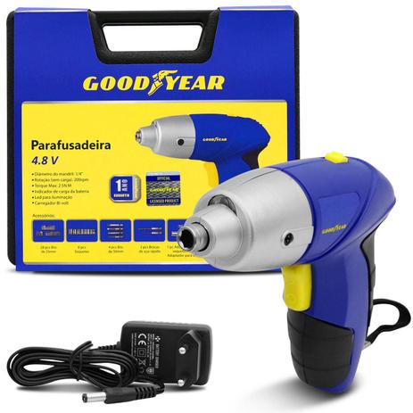 Parafusadeira Goodyear 6,5mm 200 RPM Bivolt sem Fio Bateria Recarregável 12V com Maleta 44 Peças é boa?