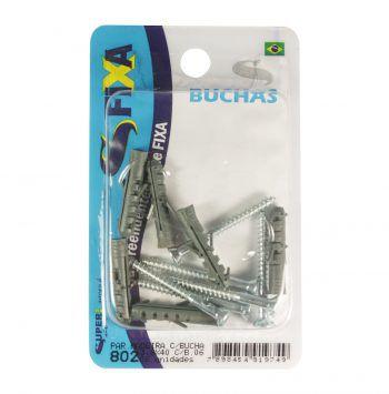 Parafuso Madeira 3,8mm x 40mm C/ Bucha 6mm (Cartela 6 unidades) - Sfixa Menor preço em Parafuso Madeira 3,8mm x 40mm C/ Bucha 6mm (Cartela 6 unidades) - Sfixa