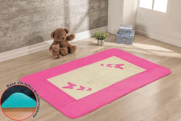 Menor preço em Passadeira Premium Big Borboletas Pink - Guga tapetes