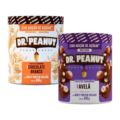 Pasta de Amendoim Dr Peanut - Avelã e Chocolate Branco - pote 650g - Kit com 2 un. Menor preço em Pasta de Amendoim Dr Peanut - Avelã e Chocolate Branco - pote 650g - Kit com 2 un.