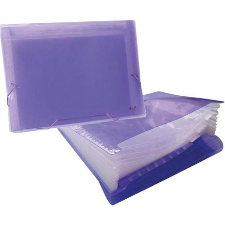 Pasta Sanfonada Plastica A4 12 Divisoes Lilas - Acp Menor preço em Pasta Sanfonada Plastica A4 12 Divisoes Lilas - Acp