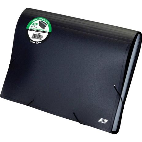 Pasta Sanfonada Plastica A4 12 Divisoes Linha BLACK - Acp Menor preço em Pasta Sanfonada Plastica A4 12 Divisoes Linha BLACK - Acp