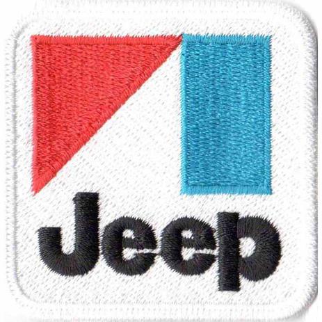 Patch Bordado - Logo Quadrado Vintage Jeep Branco AD30060-265 - Universo talysma bordados Menor preço em Patch Bordado - Logo Quadrado Vintage Jeep Branco AD30060-265 - Universo talysma bordados