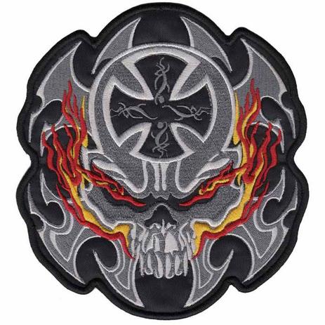 Patch Bordado - Motociclista Caveira Cruz Ferro Fogo DV80414-G36 - Universo talysma bordados Menor preço em Patch Bordado - Motociclista Caveira Cruz Ferro Fogo DV80414-G36 - Universo talysma bordados