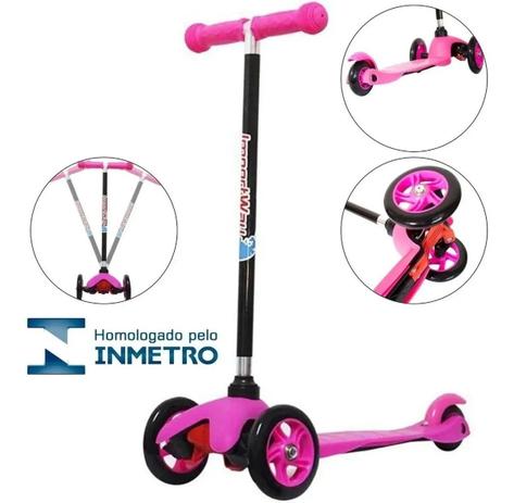 Patinete 3 Rodas Infantil até 50 Kg Rosa - Black Friday - IMPORTWAY Menor preço em Patinete 3 Rodas Infantil até 50 Kg Rosa - Black Friday - IMPORTWAY