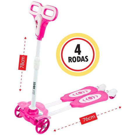 Patinete 4 rodas ski infantil - bv0002 rosa - Mega compras Menor preço em Patinete 4 rodas ski infantil - bv0002 rosa - Mega compras