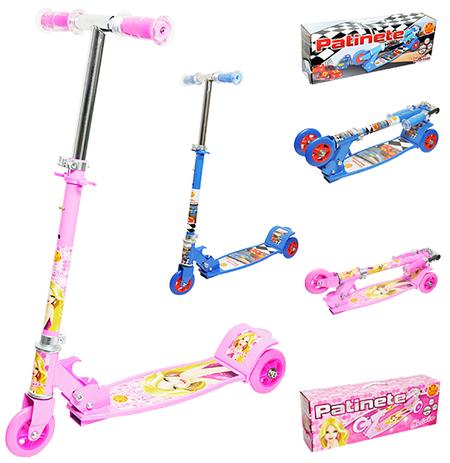 Patinete de metal dobravel com 3 rodas azul 59x75cm azul - Dm brasil Menor preço em Patinete de metal dobravel com 3 rodas azul 59x75cm azul - Dm brasil